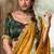 Mustard  tissue woven with multicolored lace border saree with blouse