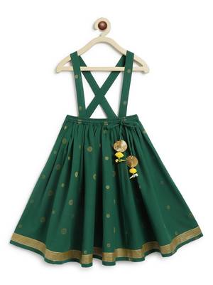 Green & yellow embroidered cotton  lehenga 2