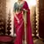 Rani pink  viscose crepe hand dying and butti weaving with saree with embroidered blouse 