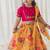Yellow Printed chanderi silk  lehenga