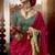 Rani pink  viscose crepe hand dying and butti weaving with saree with embroidered blouse 