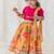 Yellow Printed chanderi silk  lehenga