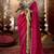 Rani pink  viscose crepe hand dying and butti weaving with saree with embroidered blouse 