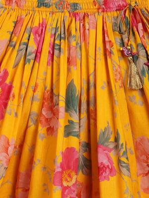Yellow Printed chanderi silk  lehenga 4