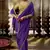 Violet  viscose crepe hand dying and butti weaving with saree with embroidered blouse 