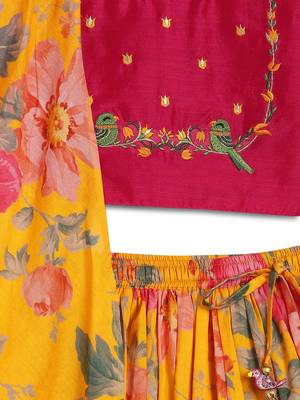 Yellow Printed chanderi silk  lehenga 5