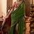 Mehendi  viscose crepe hand dying and butti weaving with saree with embroidered blouse 