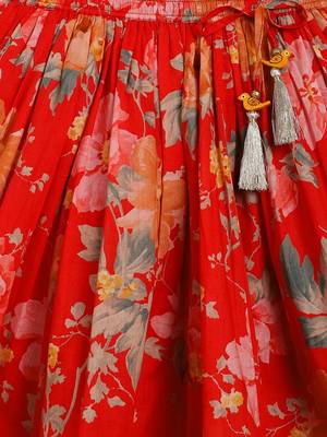 Red embroidered chanderi silk  lehenga 3