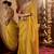 Mustard  viscose crepe hand dying and butti weaving with saree with embroidered blouse 
