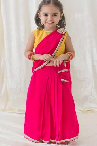 Pink Plain viscose  saree
