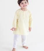 Yellow plain cotton  kurta pyjama