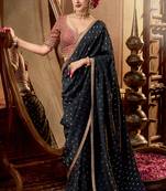 Black  viscose crepe hand dying and butti weaving with saree with embroidered blouse 