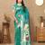 teal paithani silk blend zari motifs saree with contrast blouse