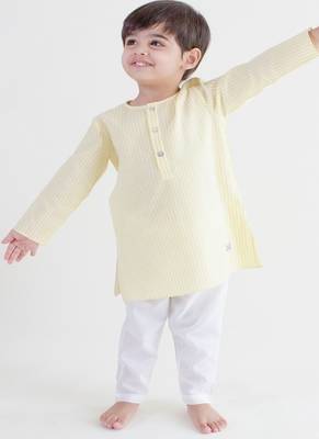 Yellow plain cotton  kurta pyjama 5