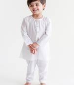 White plain cotton  kurta pyjama