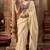 Cream  viscose crepe hand dying and butti weaving with saree with embroidered blouse 