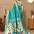 teal paithani silk blend zari motifs saree with contrast blouse
