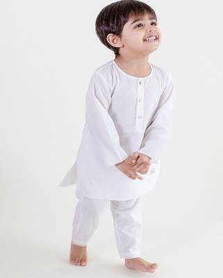 White plain cotton  kurta pyjama 5