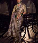 Lavender pure viscose tissue woven with hand work saree with embroidery blouse saree with blouse