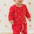 Red embroidered cotton  kurta Dhoti