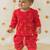 Red embroidered cotton  kurta Dhoti