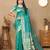 teal paithani silk blend zari motifs saree with contrast blouse