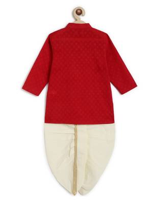 Red embroidered cotton  kurta pyjama 3