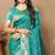 teal paithani silk blend zari motifs saree with contrast blouse