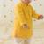 Yellow embroidered cotton  kurta pyjama