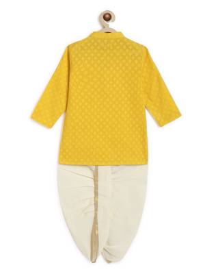 Yellow embroidered cotton  kurta pyjama 3