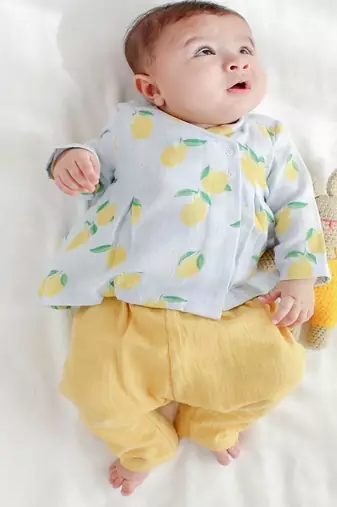 Blue printed cotton  kurta pyjama