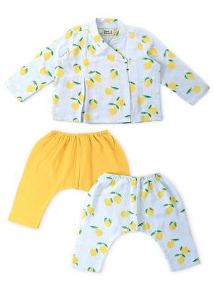 Blue printed cotton  kurta pyjama 2