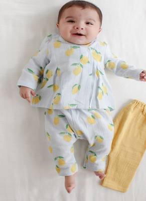 Blue printed cotton  kurta pyjama 4