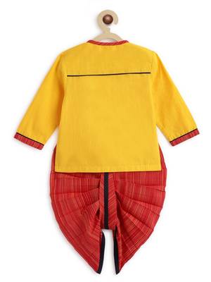 Yellow embroidered cotton  kurta pyjama 2