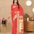red paithani silk blend zari motifs saree with contrast blouse