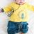 Yellow embroidered cotton  kurta pyjama