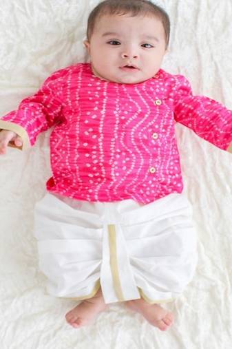 Pink printed cotton  kurta pyjama