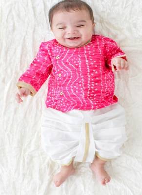 Pink printed cotton  kurta pyjama 2