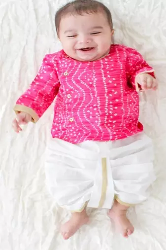 Pink printed cotton  kurta pyjama