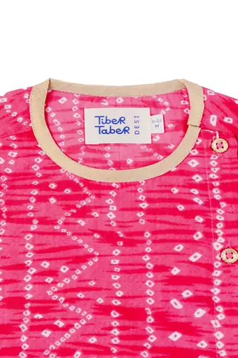 Pink printed cotton  kurta pyjama