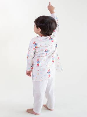 White printed cotton  kurta pyjama 2