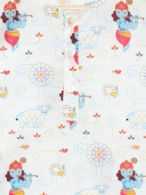 White printed cotton  kurta pyjama 4