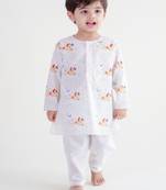 White printed cotton  kurta pyjama