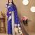 royal blue paithani silk blend zari motifs saree with contrast blouse