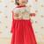 Red & white embroidered cotton  lehenga