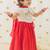 Red & white embroidered cotton  lehenga