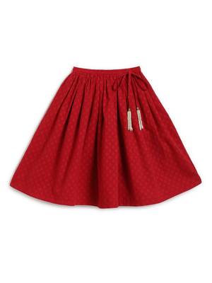 Red & white embroidered cotton  lehenga 3