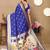 royal blue paithani silk blend zari motifs saree with contrast blouse