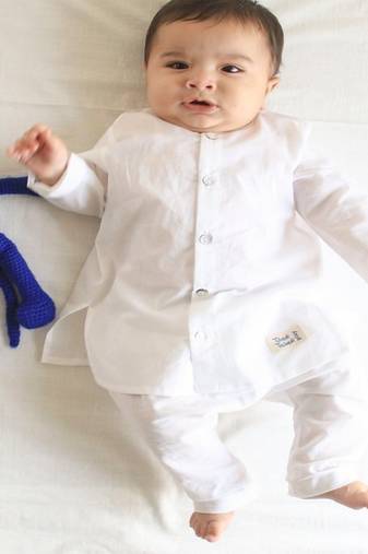 White plain cotton  kurta pyjama