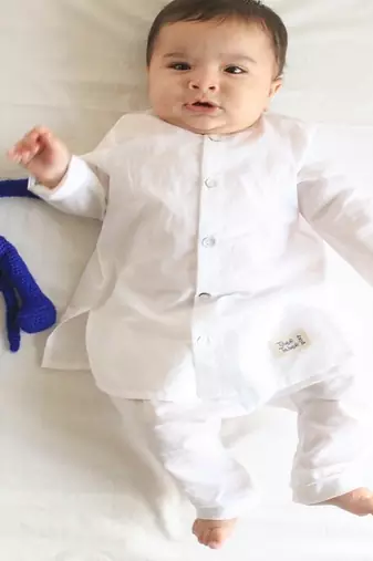 White plain cotton  kurta pyjama